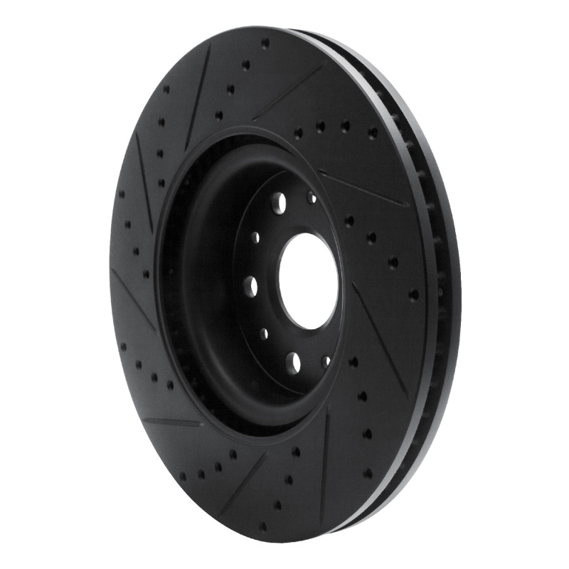 Cadillac CT6 Brake Rotor (1) - Front Right - R1 Concepts - Drilled & Slotted - Black - `14-`25